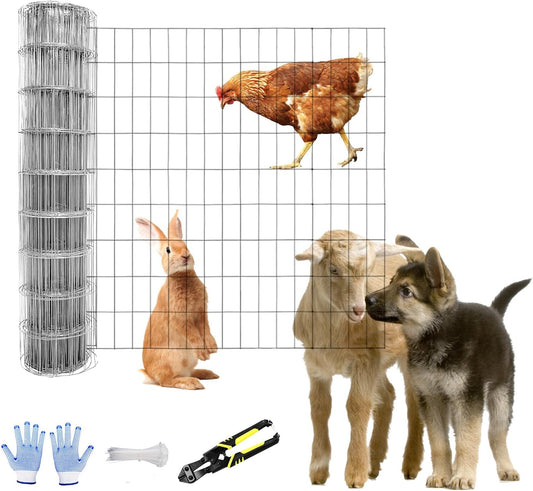 Tongmo 2 ft x 100 ft Galvanized Welded Wire Fence, 16GA Garden Chicken Wire Fence Roll, Mesh Size