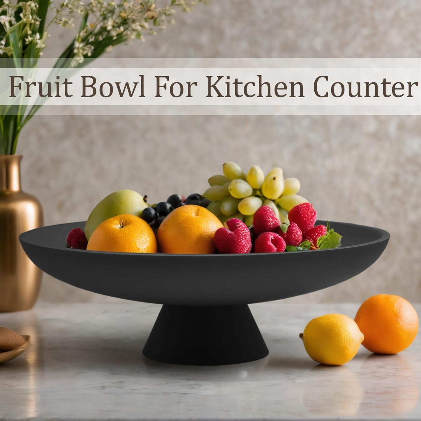 Large Decorative Bowl, Modern Resin Pedestal Bowl for Home Decor, Stylish Fruit Bowl for Kitchen