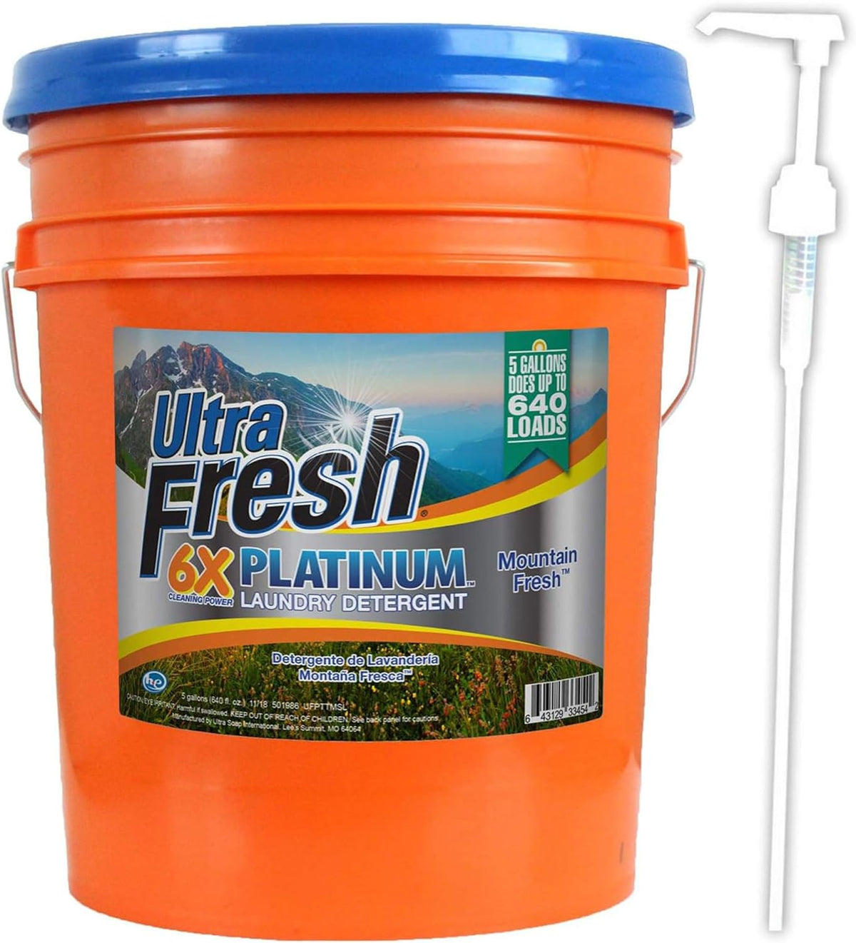 Ultra Fresh 5 Gallon Liquid Laundry Detergent Washing Soap for All Machine Types, 6X Platinum, Up