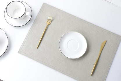 Waterproof PU Placemats,Set of 8, Faux Leather Dining Table Mat, Easy to Wipe Off Scrub Vinyl Mat