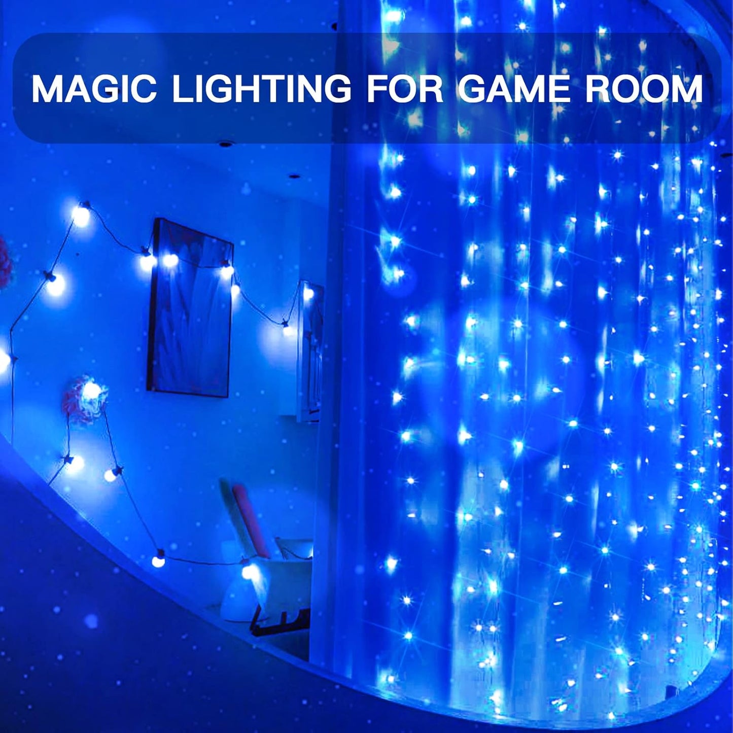 suddus Curtain Lights for Bedroom, 200 Led Hanging String Lights Outdoor Waterproof, Fairy Curtain