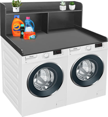 Royxen 2-Tier Washer Dryer Countertop,19.5"H Wood Washer and Dryer Topper with Storage