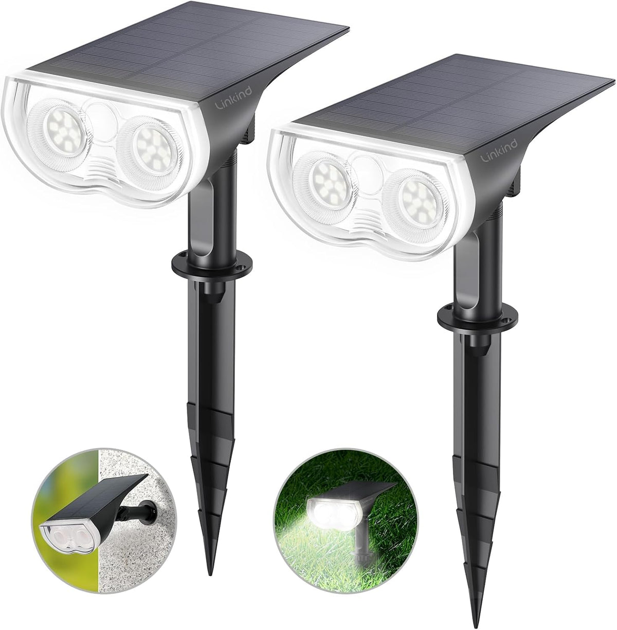 Linkind Solar Lights Outdoor Waterproof IP67, StarRay Dusk-to-Dawn Outdoor Solar Lights, 3 Lighting