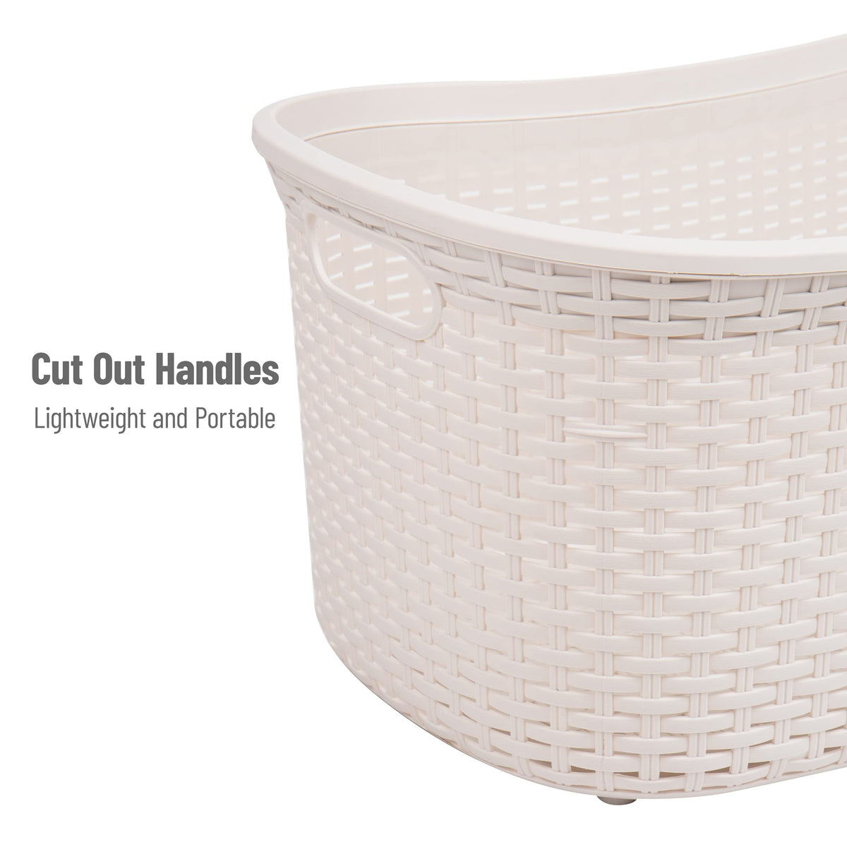 Mind Reader 40L Laundry Basket, Clothes Hamper, Premium Wicker Design, Plastic, Set of 2, Ivory