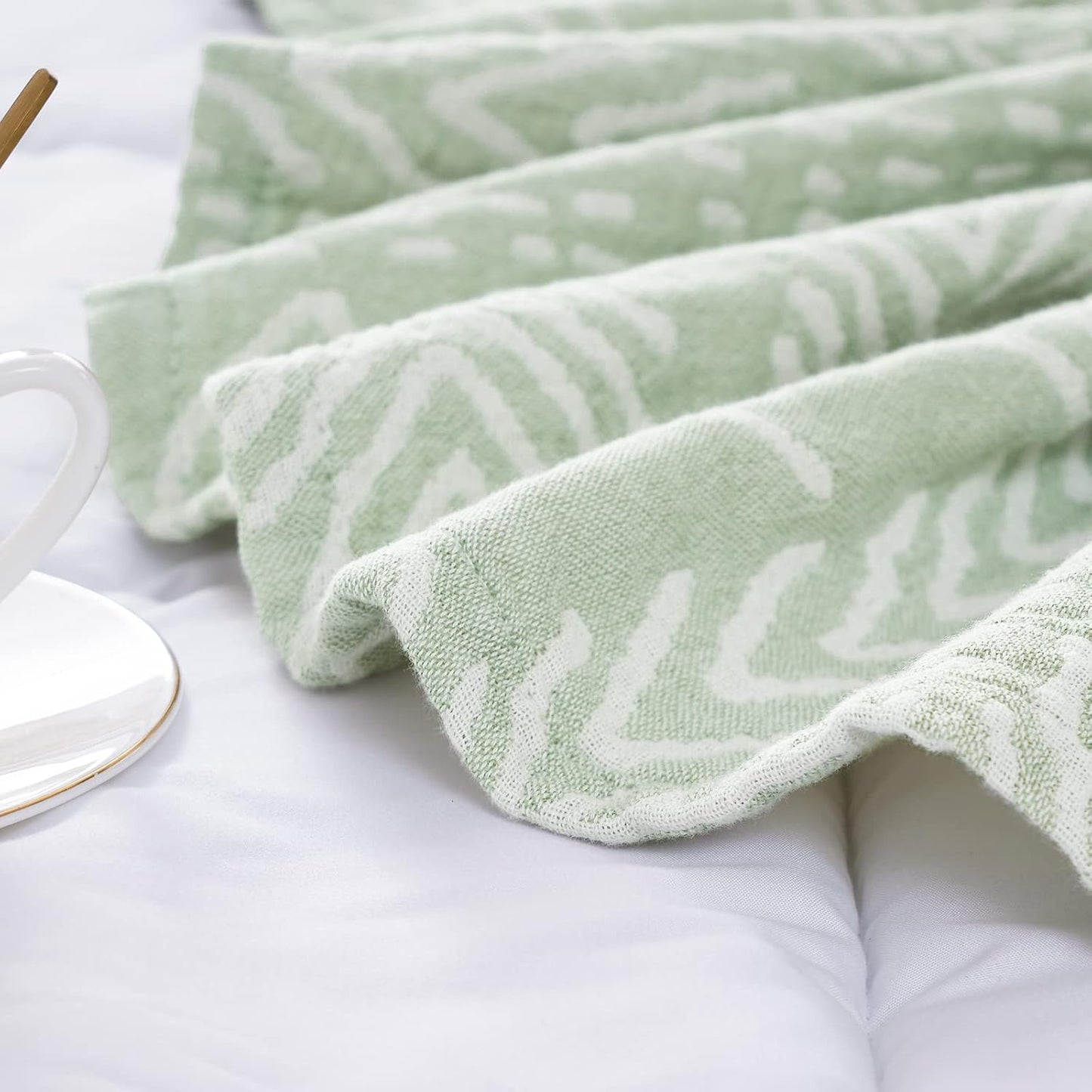 jinchan Boho 100% Cotton Blanket Muslin Lightweight Twin Size Throw Blanket Reversible for Couch