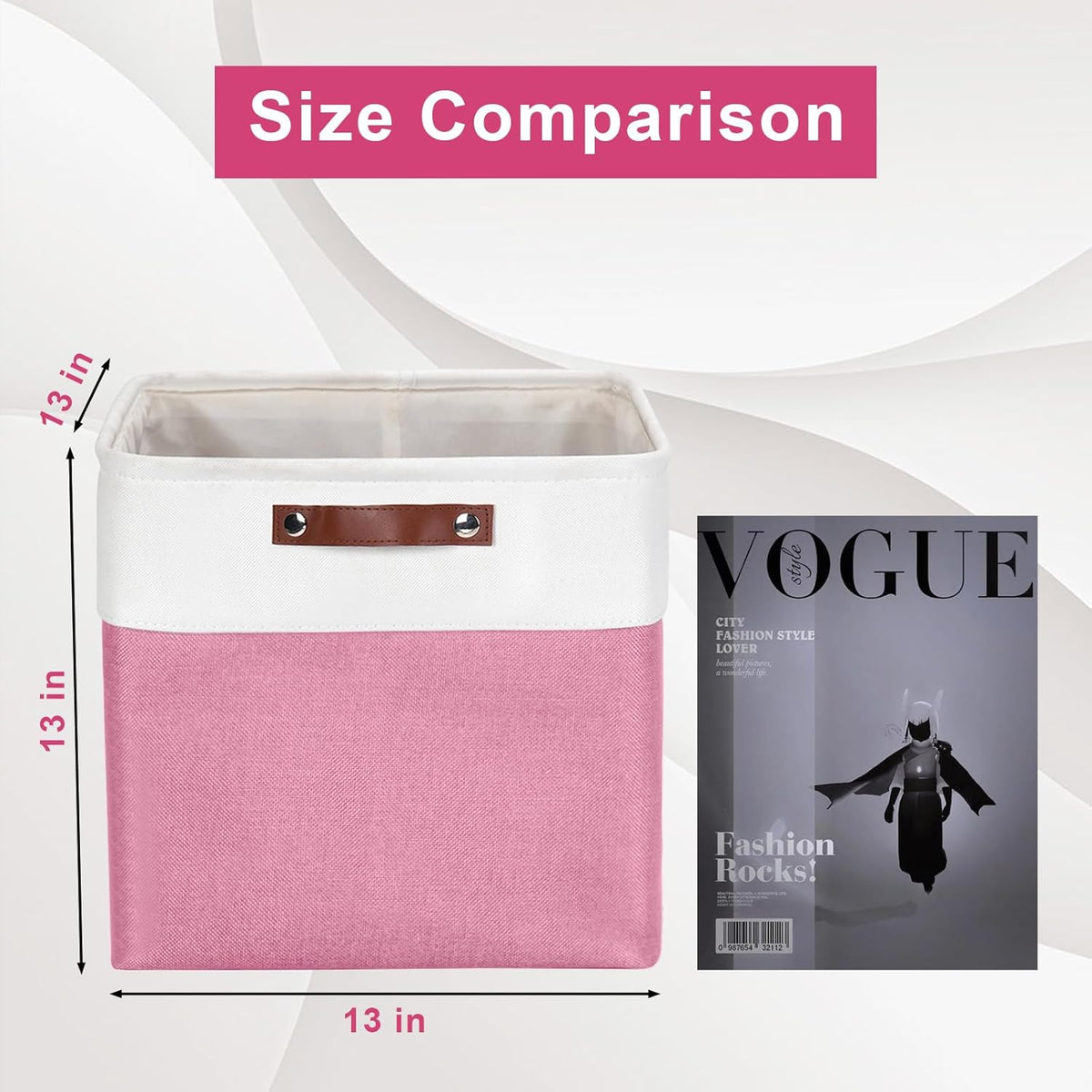 13x13 Cube Storage Bins, Collapsible Fabric Storage Box, 4 Pack Closet Baskets with Handles for
