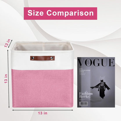 13x13 Cube Storage Bins, Collapsible Fabric Storage Box, 4 Pack Closet Baskets with Handles for