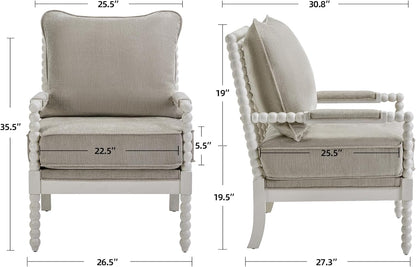 DUHOME Linen Fabric Spindle Accent Chairs Set of 2 with Wood Frame,Modern Accent Chairs with Padded
