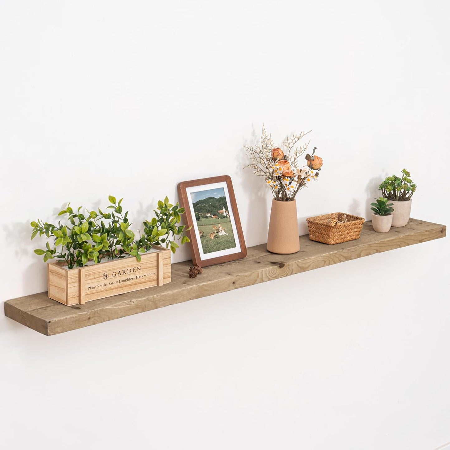 Solid Wood Floating Shelves, 8" Deep Rustic Reclaimed Barnwood Wall Hanging Floating Shelf with