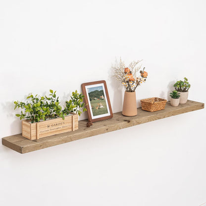 Solid Wood Floating Shelves, 8" Deep Rustic Reclaimed Barnwood Wall Hanging Floating Shelf with