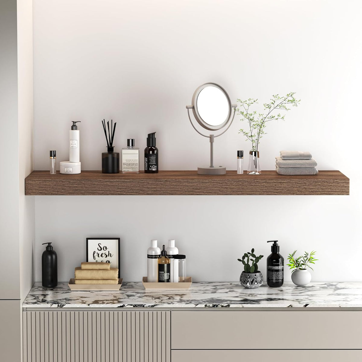 Fun Memories Floating Shelves - 10.3 Inch Deep Wall Shelf for Decor & Storage - Wall Mounted