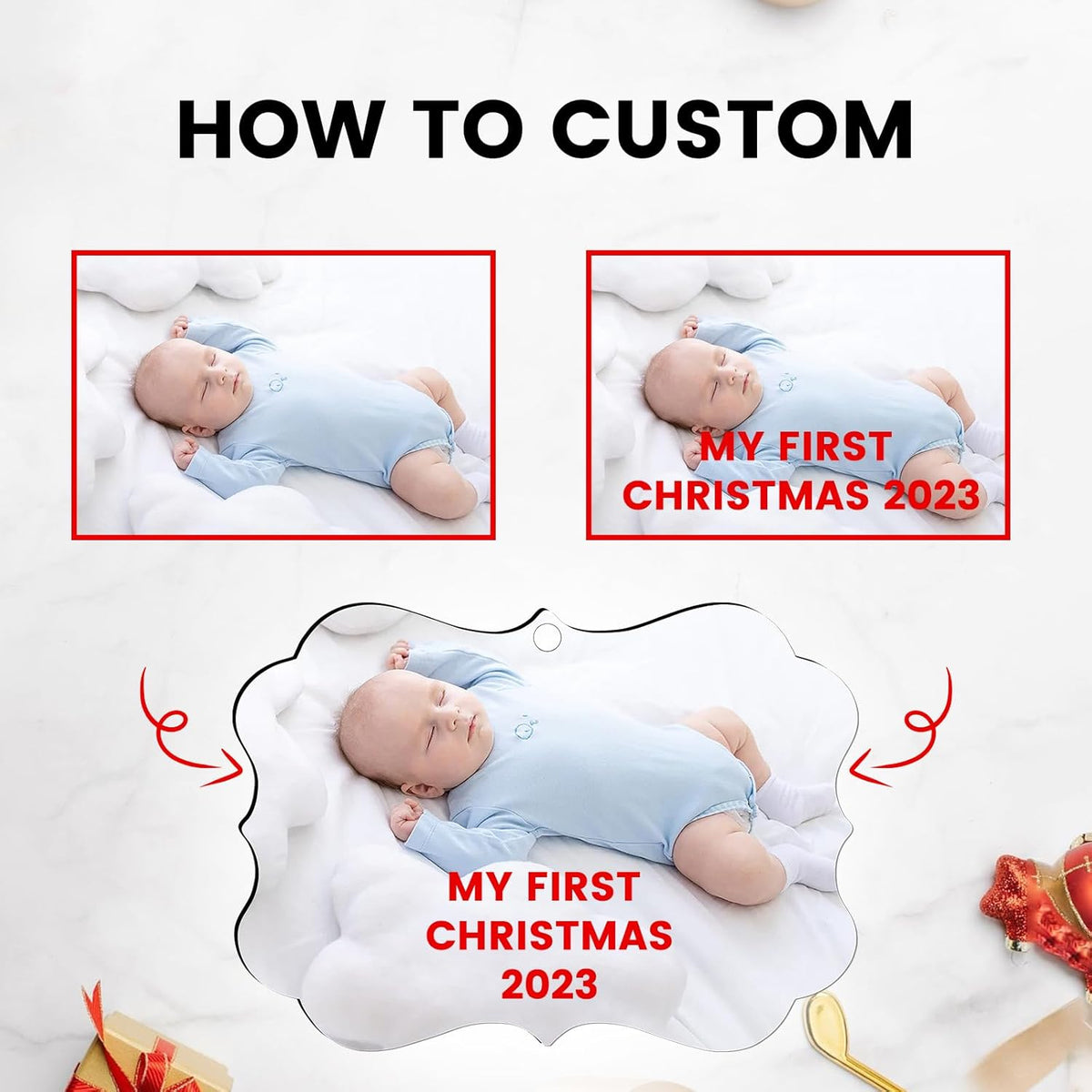 Personalized Christmas Ornaments 2025, Custom Photo Text Hanging Ornament Keepsake Gift for