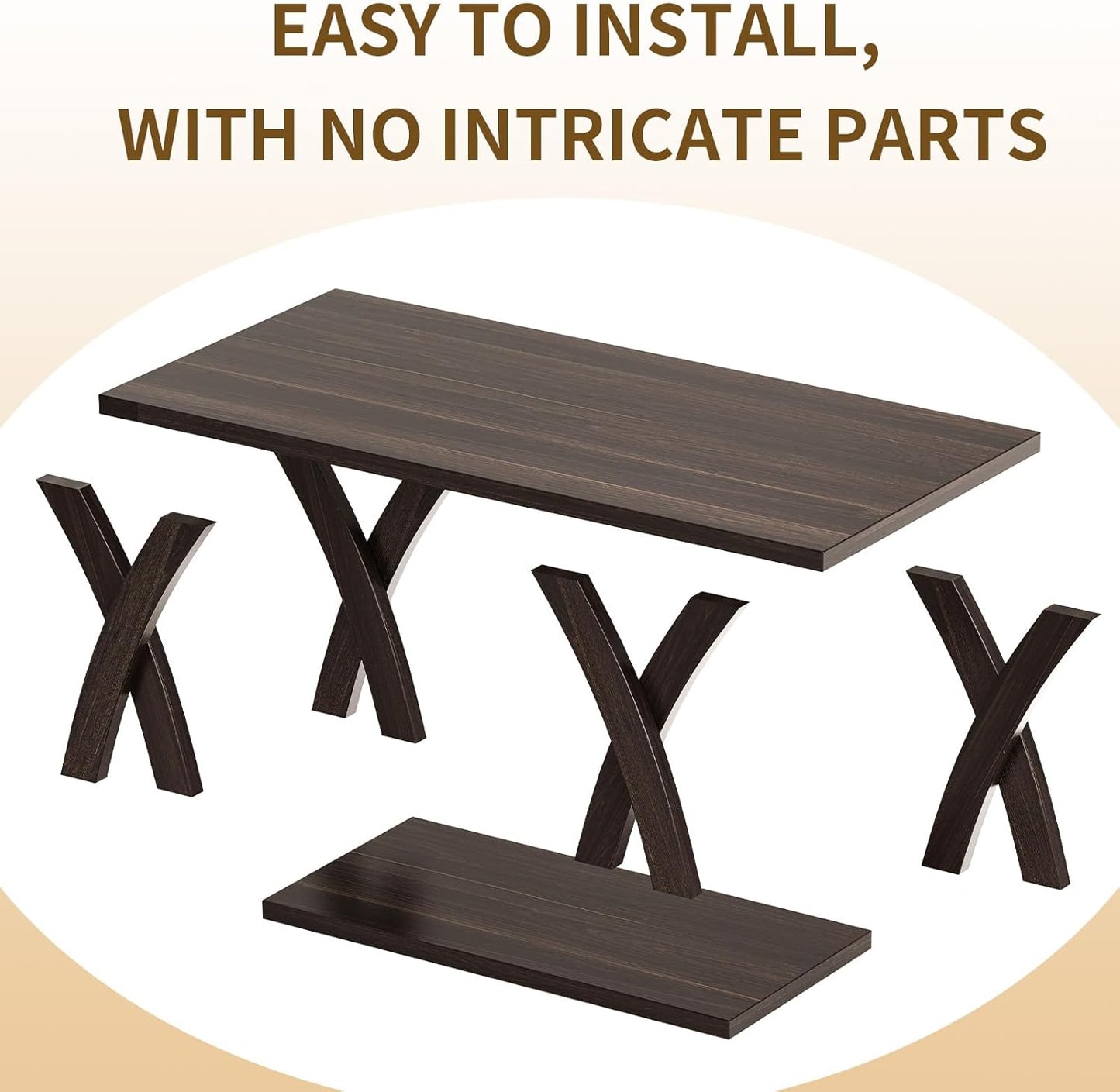 47” Wood Coffee Tables for Living Room Rustic Stands with Storage Shelf Brown Coffee Tables for