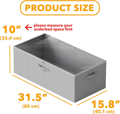 SpaceAid 4 Pack 10" High Under Bed Storage Containers, Large Underbed Storage Organizer Bins with
