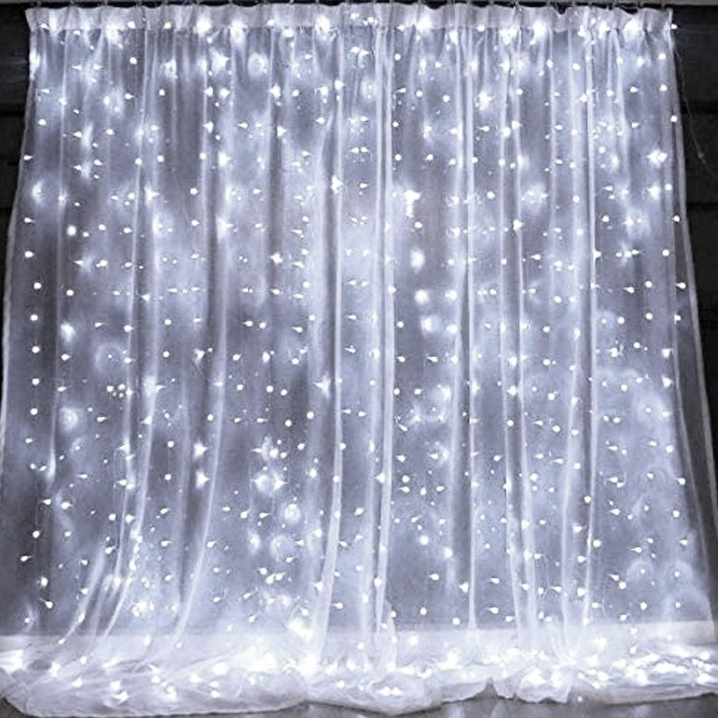 Dazzle Bright Curtain String Lights, 300 LED 9.8ft x 9.8ft 8 Lighting Modes Fairy Lights USB