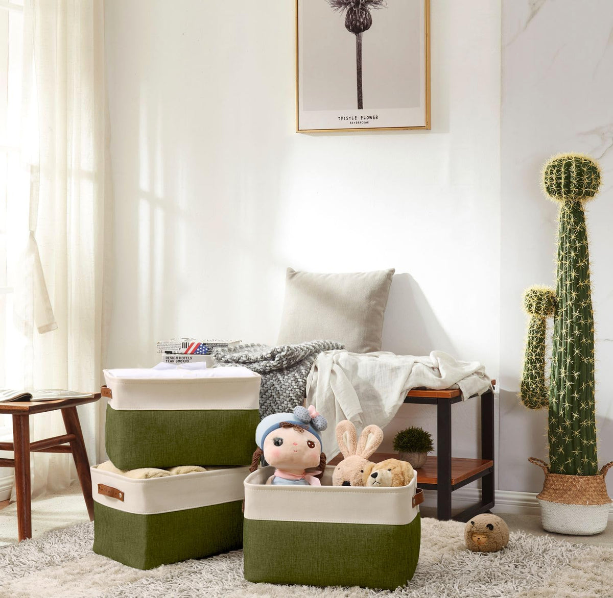 DECOMOMO Storage Bins Fabric Storage Baskets for Shelves, Linen Closet Organization Toys Nursery