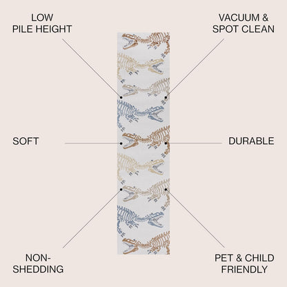 JONATHAN Y Machine-Washable Cream/Multi Runner Rug, 2x8, Kingdarr T-Rex Modern, Casual, Kids &