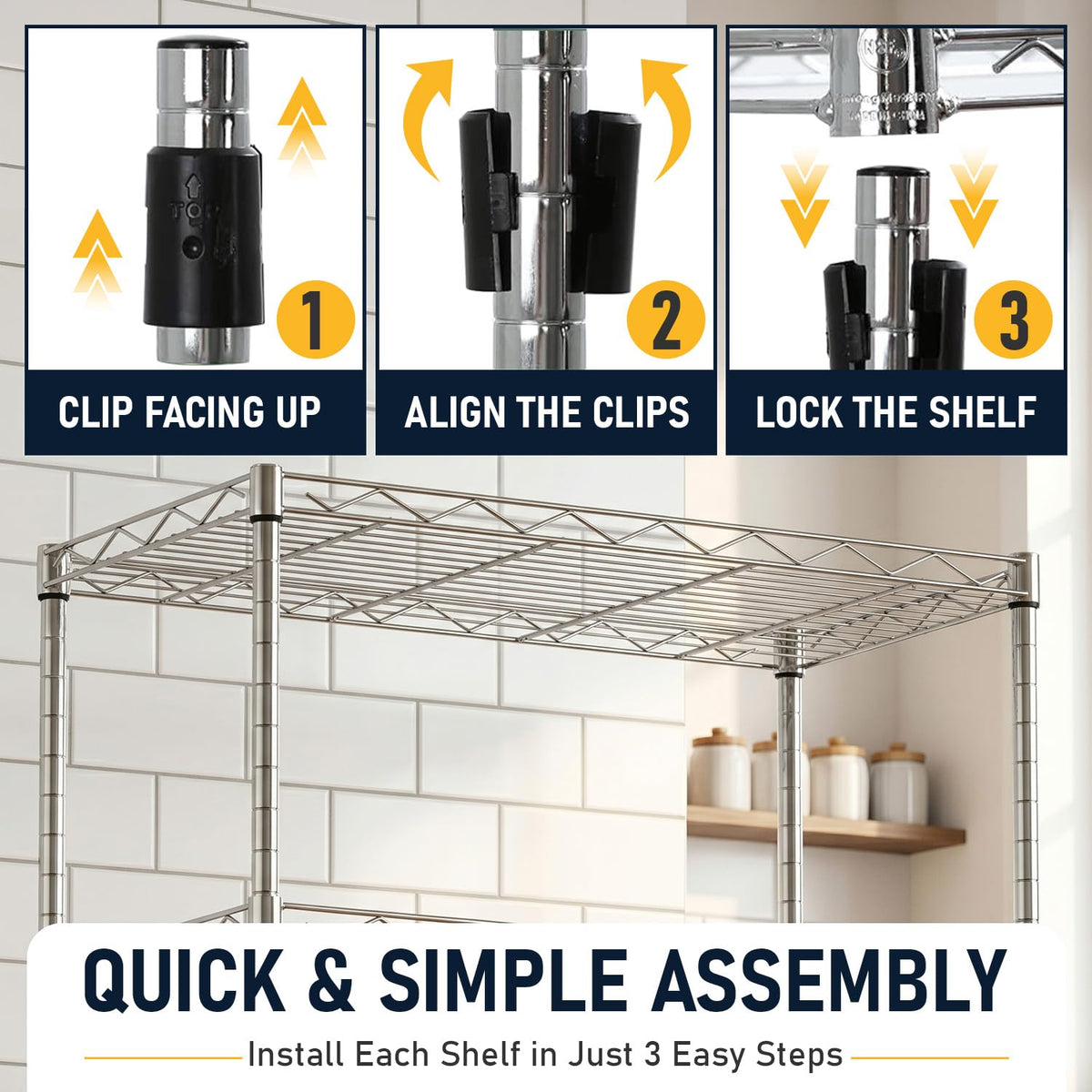 FDW 5 Tier 22L x 12W x 48H Pantry Shelves Adjustable Metal Shelves NSF Storage Rack Shelving Units