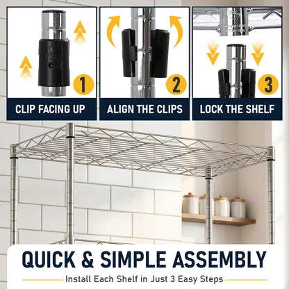 FDW 5 Tier 22L x 12W x 48H Pantry Shelves Adjustable Metal Shelves NSF Storage Rack Shelving Units