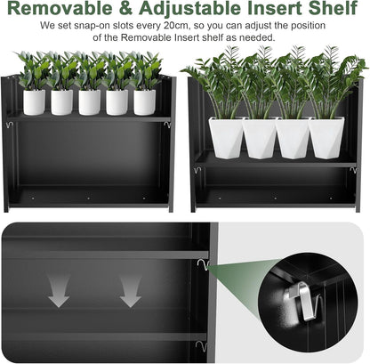 Tall Metal Cube Planter for Outdoor Plants 36" L x 12" W x 26" H, Heavy Duty Steel Large Planter