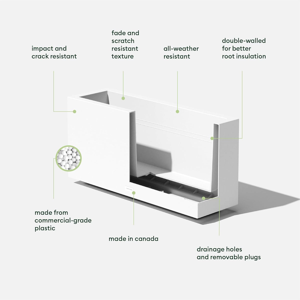 Veradek Block Series Long Box Planter - Large Rectangular Planter for Indoor or Outdoor Patio/Porch