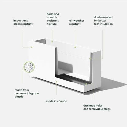 Veradek Block Series Long Box Planter - Large Rectangular Planter for Indoor or Outdoor Patio/Porch