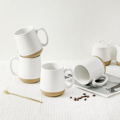 Hasense Coffee Mugs Set of 4, 15 oz Ceramic Coffee Cups with Comfortable Handle, Large Tea Cups for