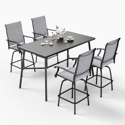 Sophia & William Outdoor Bar Set, Patio Bar Table and Chairs Set, Bar Height Patio Set - 4 x Swivel