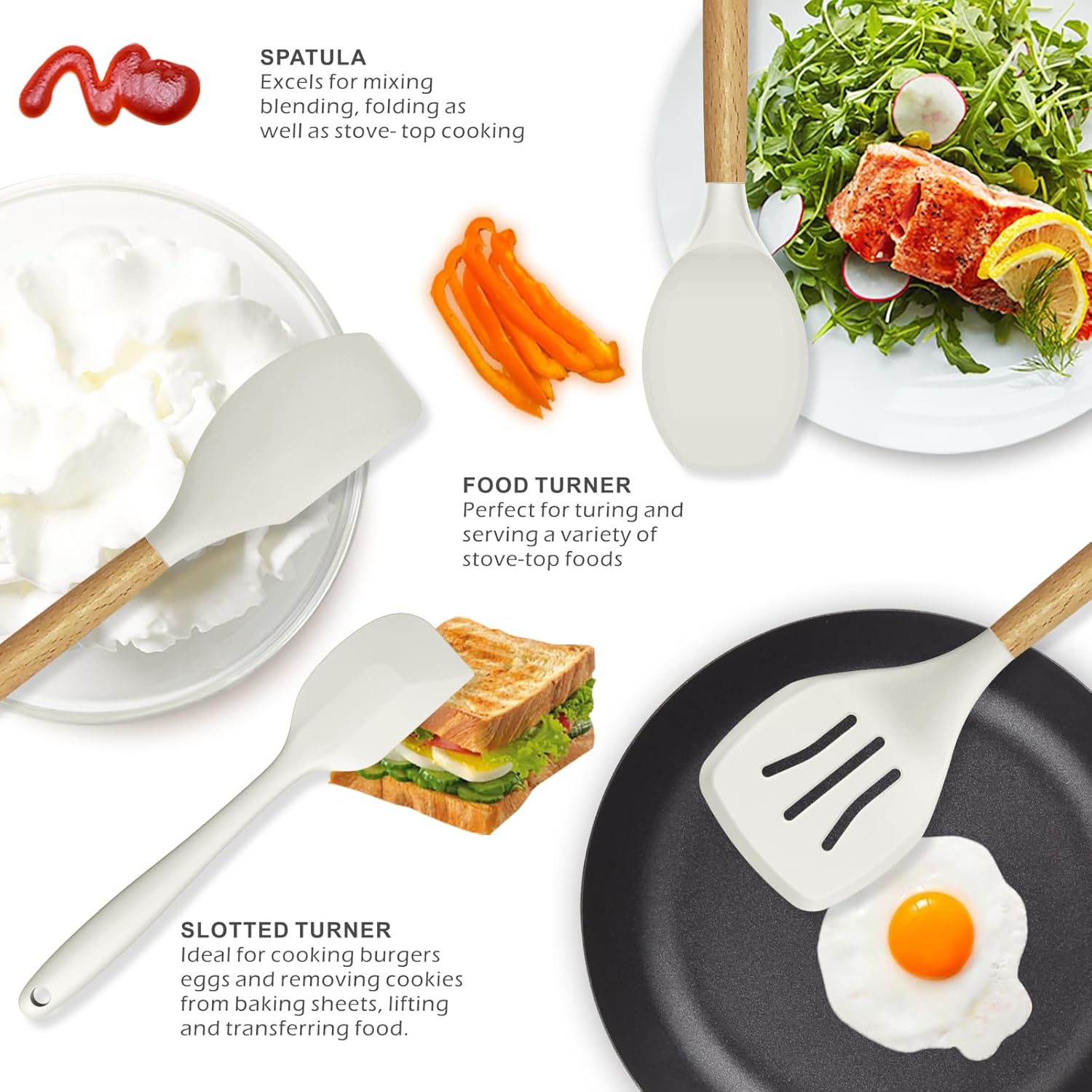 Silicone Cooking Utensils Set - 446°F Heat Resistant Silicone Kitchen Utensils for Cooking,Kitchen
