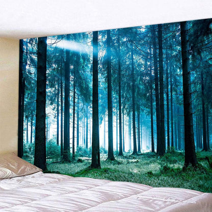Llamazing Forest Tapestry - Home Decor Landscape for Living Room & Bedroom (Forest White Light