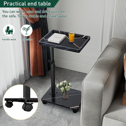 C Table End Table Adjustable Height, 360°Swivel TV Tray Table for Small Spaces, Couch Tables That