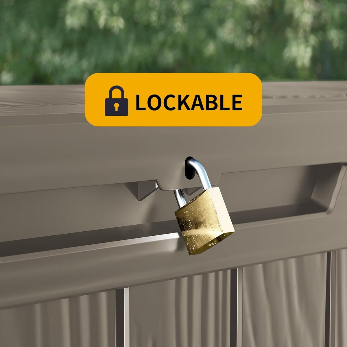 270 Gallon Outdoor Storage Box Patio Deck Box Waterproof, Resin Lockable Outside Large Storage Bin