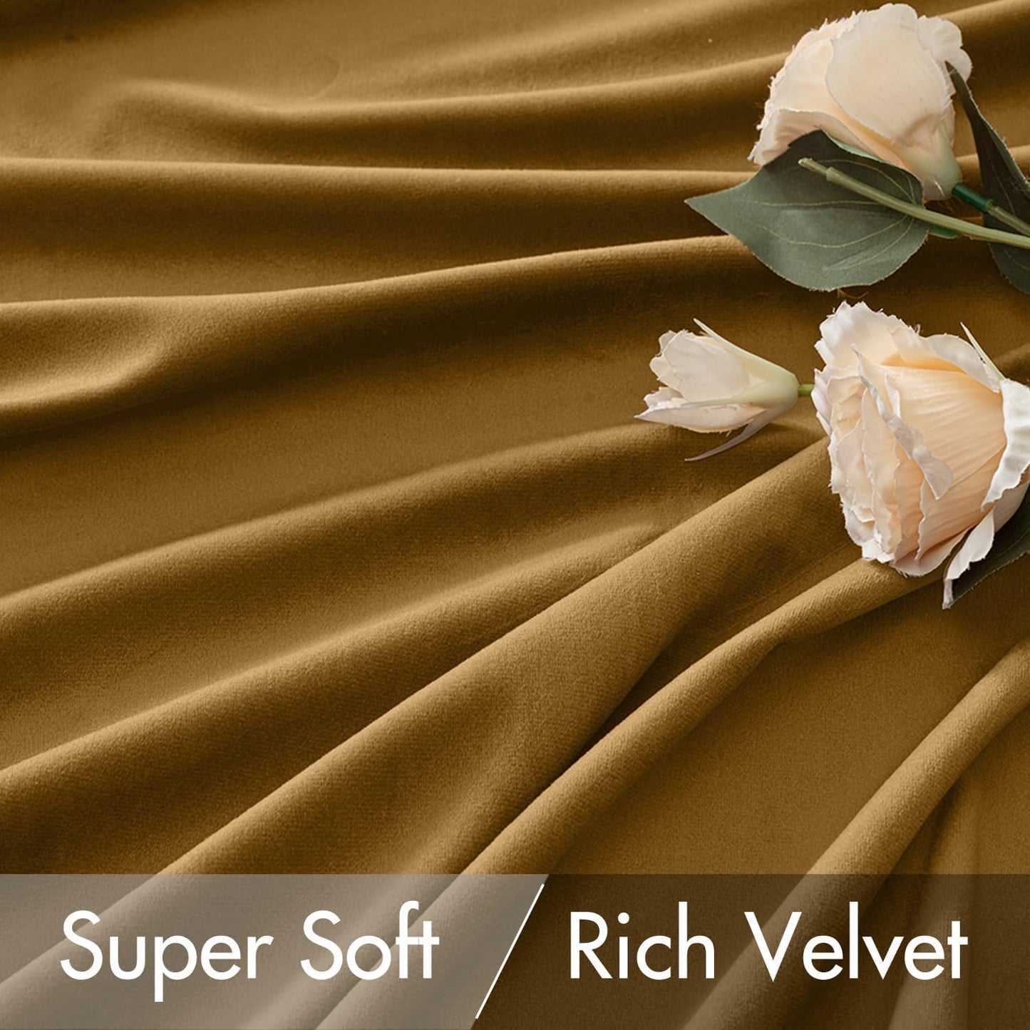 MIULEE Gold Velvet Curtains 84 inches 2 Panels - Luxury Room Darkening Window Drapes for Bedroom
