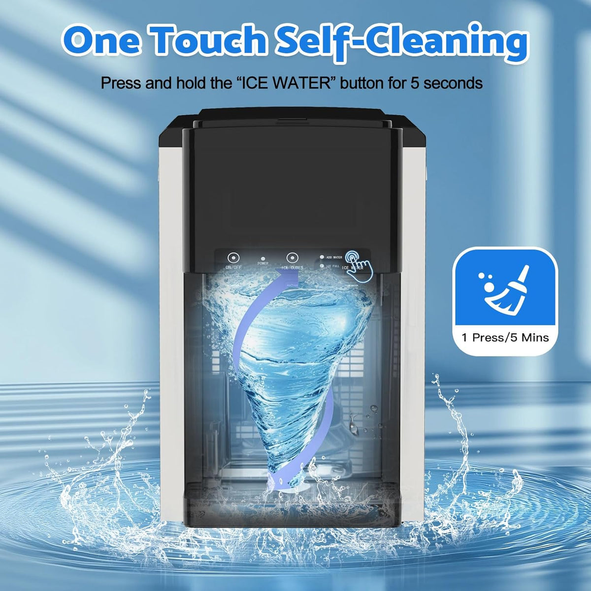 3 in 1 Water Dispenser with Ice Maker, Nugget Ice Maker Countertop, Bullet Ice, Crushed Ice, Water