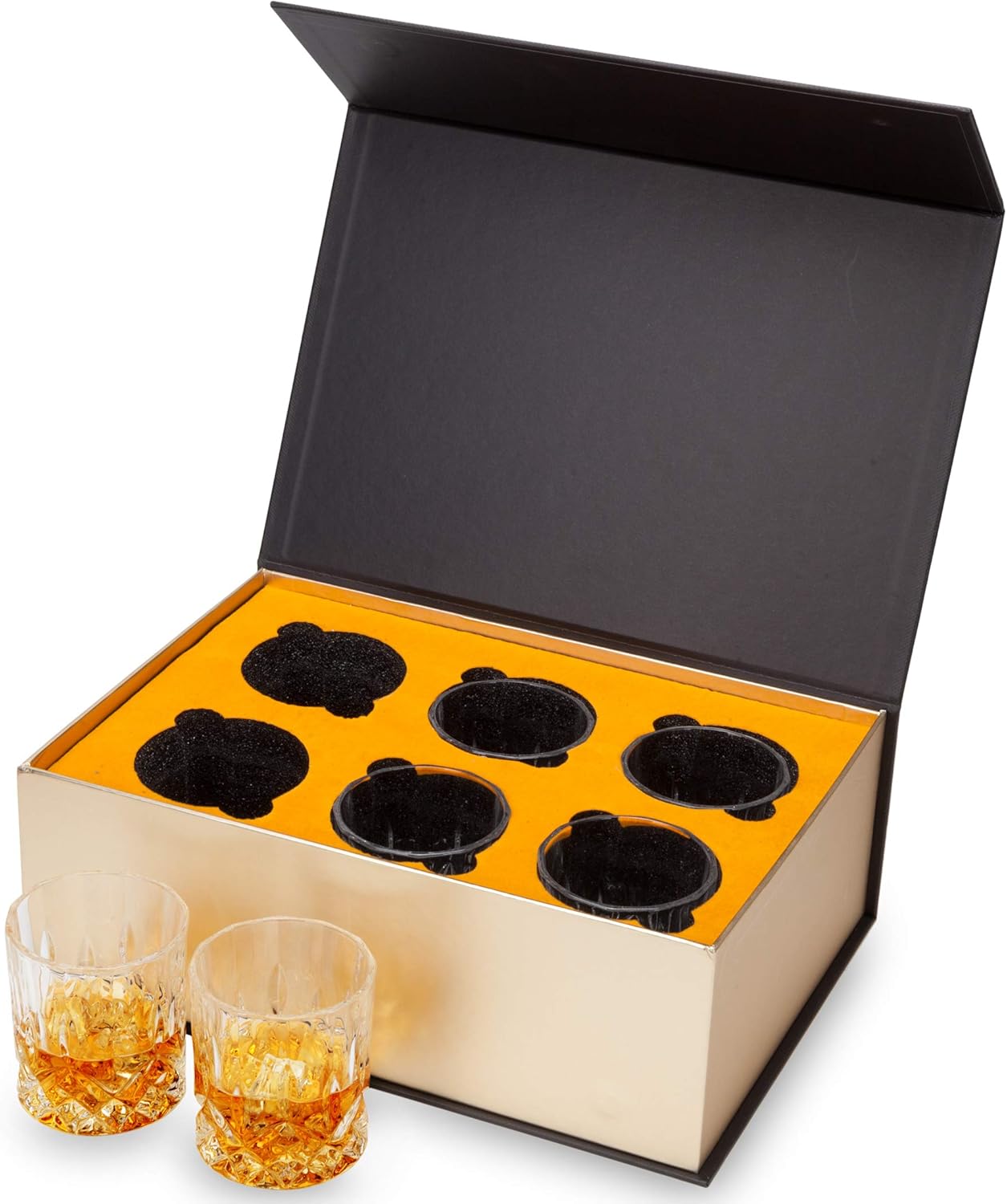 KANARS Whiskey Glasses Set of 6 with Elegant Gift Box,10 Oz Premium Old Fashioned Crystal Glass