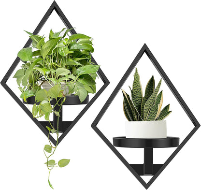Wall Plant Holder, 2 Pack Metal Floating Shelves Indoor, Window Sill Plant Shelf for Bedroom