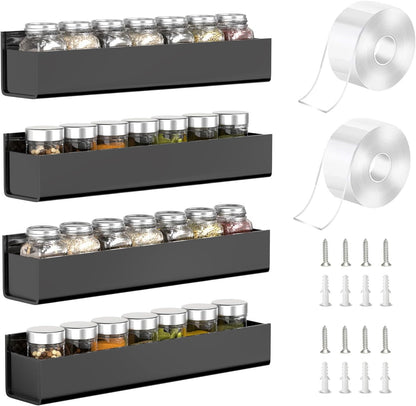 PMMASTO Adhesive Acrylic Spice Rack Organizer for Wall with Nano Double Sided Tape, Spice Shelf