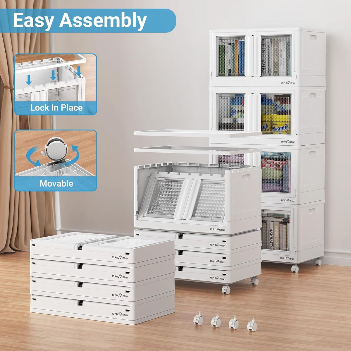 300Qt Stackable Storage Bins with Lids, 75Gal Closet Organizers and Storage Drawer, Plastic