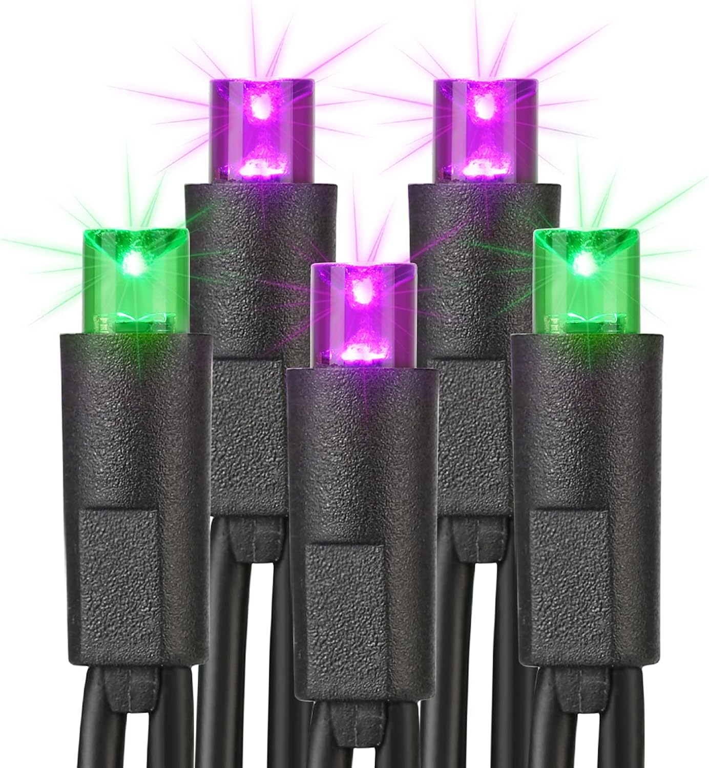 Brizled Purple & Green Halloween Lights, 33ft 100 LED Halloween String Lights 5mm Wide Angle String