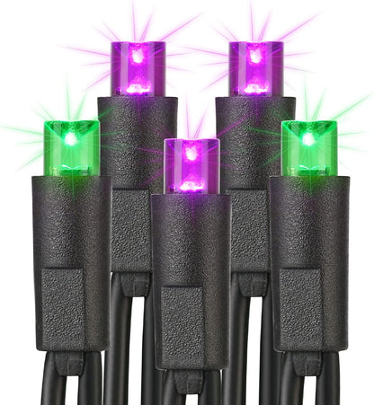 Brizled Purple & Green Halloween Lights, 33ft 100 LED Halloween String Lights 5mm Wide Angle String