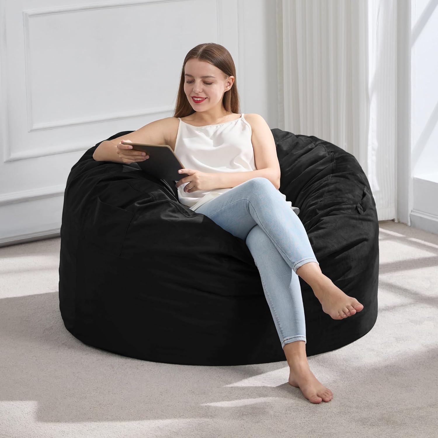 Hobestluk 3FT Bean Bag Chair Giant Bean Bag Chairs for Adults Large Bean Chairs with Removable