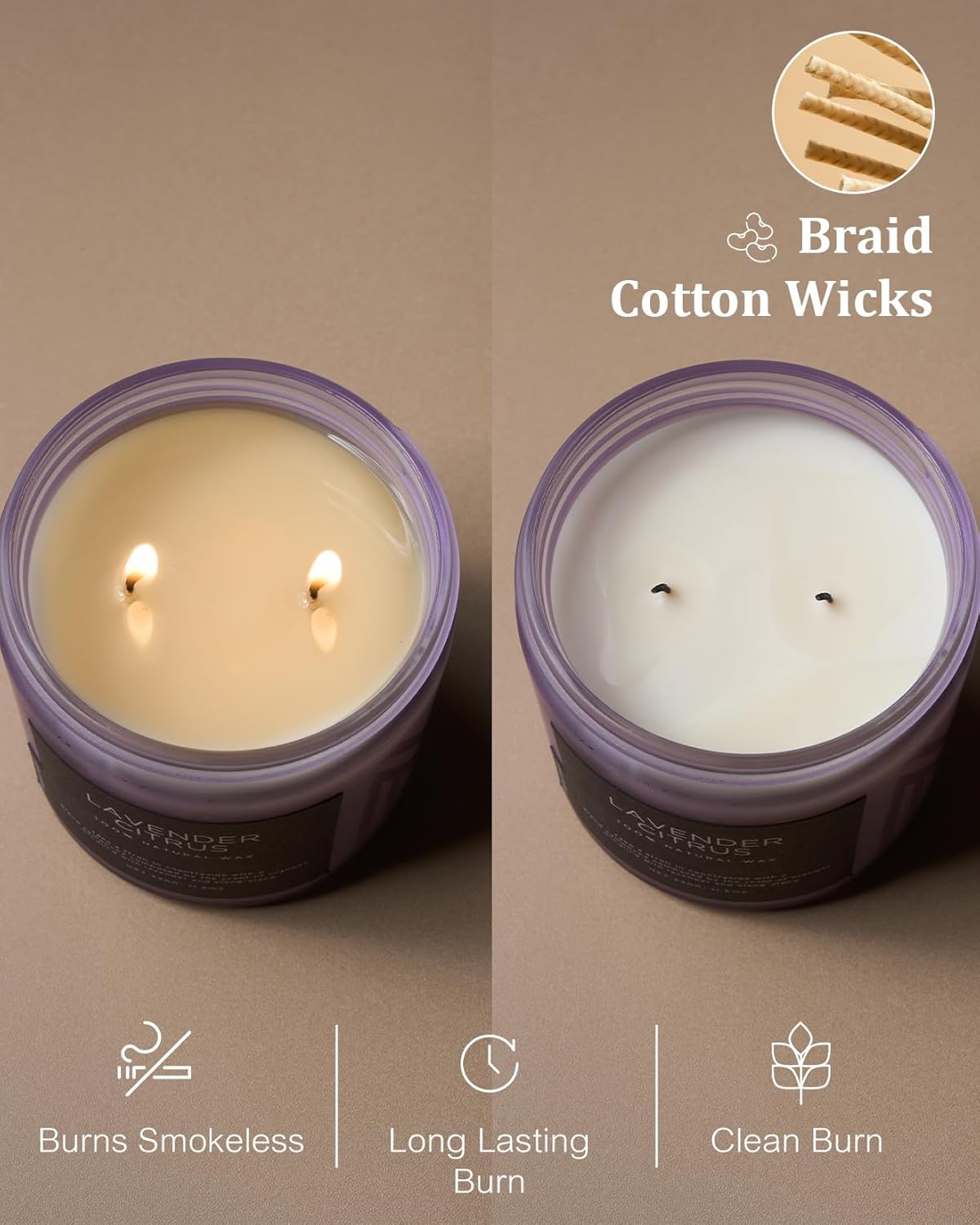 M&SENSE Soy Candles for Home Scented, 11.6oz Lavender Citrus Scent Aromatherapy 70H Burn Time