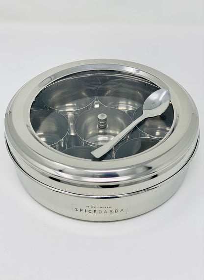 spice dabba Stainless Steel Indian Spice Box, Steel Masala Dabba, Double Lid Spice Container | Gift