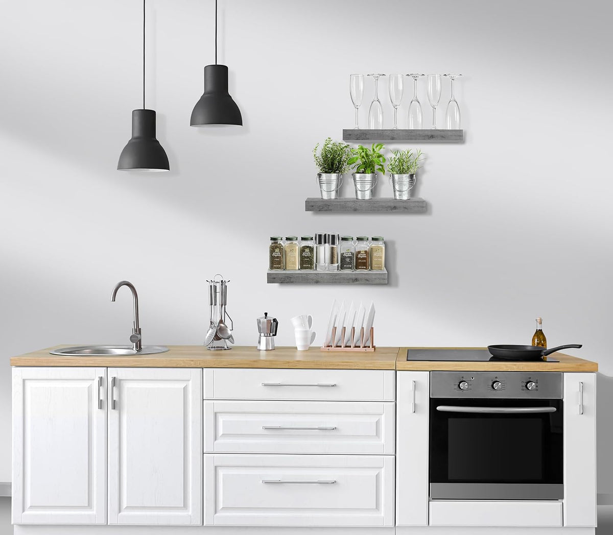 Sorbus Floating Shelves for Wall, Bathroom Shelves Wall Mounted for Kitchen, Bedroom, Bathroom