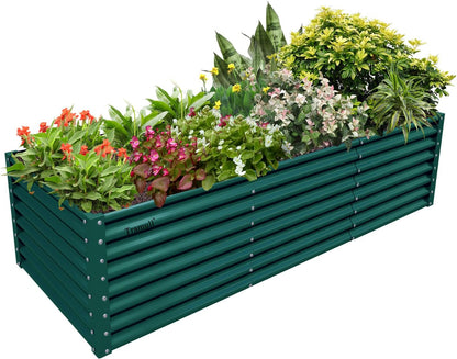 1 Pack 8x3x2FT Galvanized Raised Garden Bed Kit Retangular Metal Ground Planter Box Outdoor