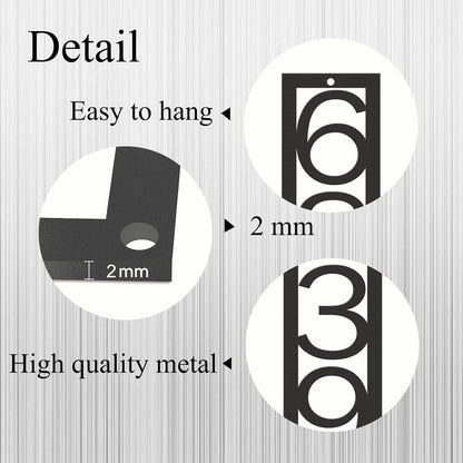 Custom Metal Modern House Number Sign for Outside - Personalized Vertical Outdoor Street Number