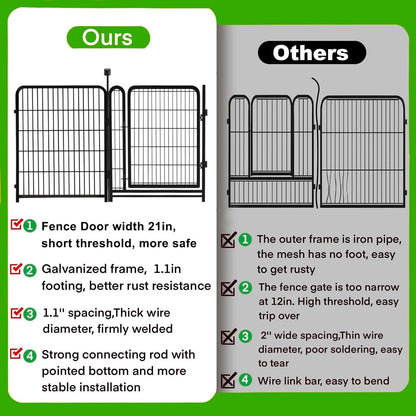Tall Garden Fence,Wide Gate Low Threshold Fence for Garden, 32in(H) 4 Panels Total 8.9 Ft(L) Animal
