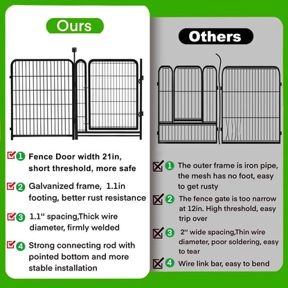 Garden Fencing 40 inch High, Dog Fence Outdoor for Yard, 8 Panels Total 18Ft(L)，Gate 21 inches Wide
