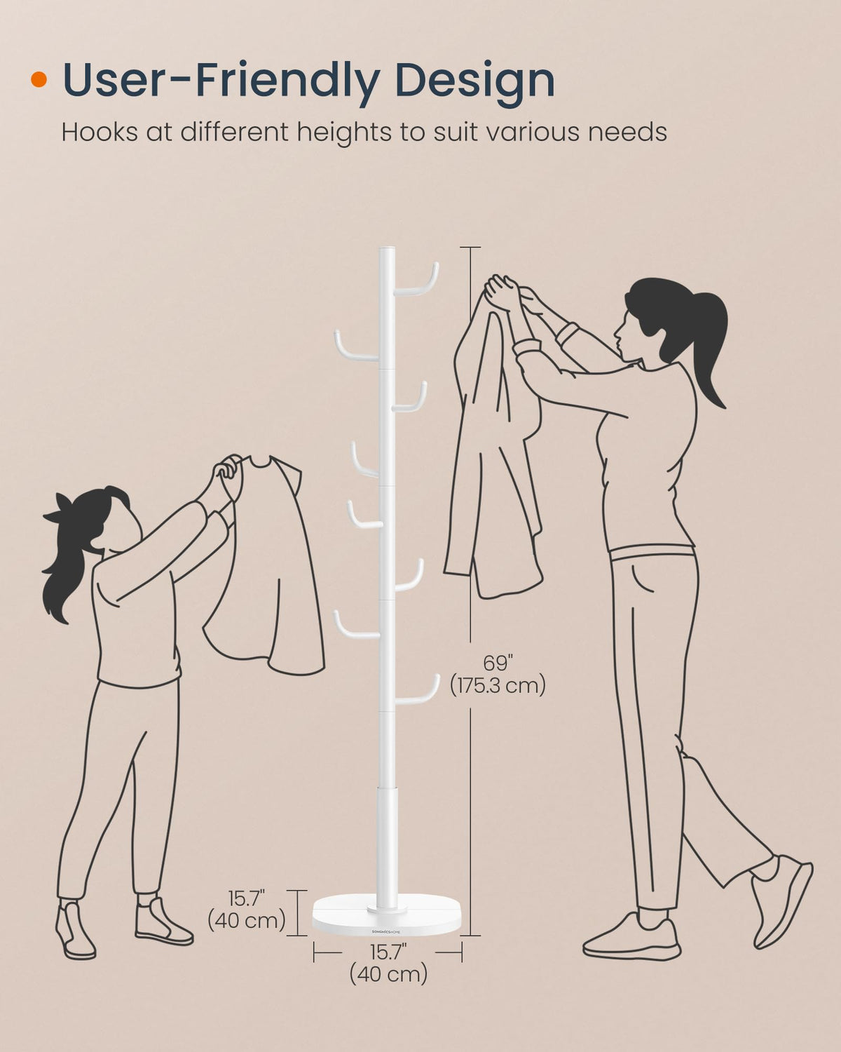 SONGMICS Coat Rack, Cactus-Shaped, 8 Sturdy Hooks, 69 Inches Tall