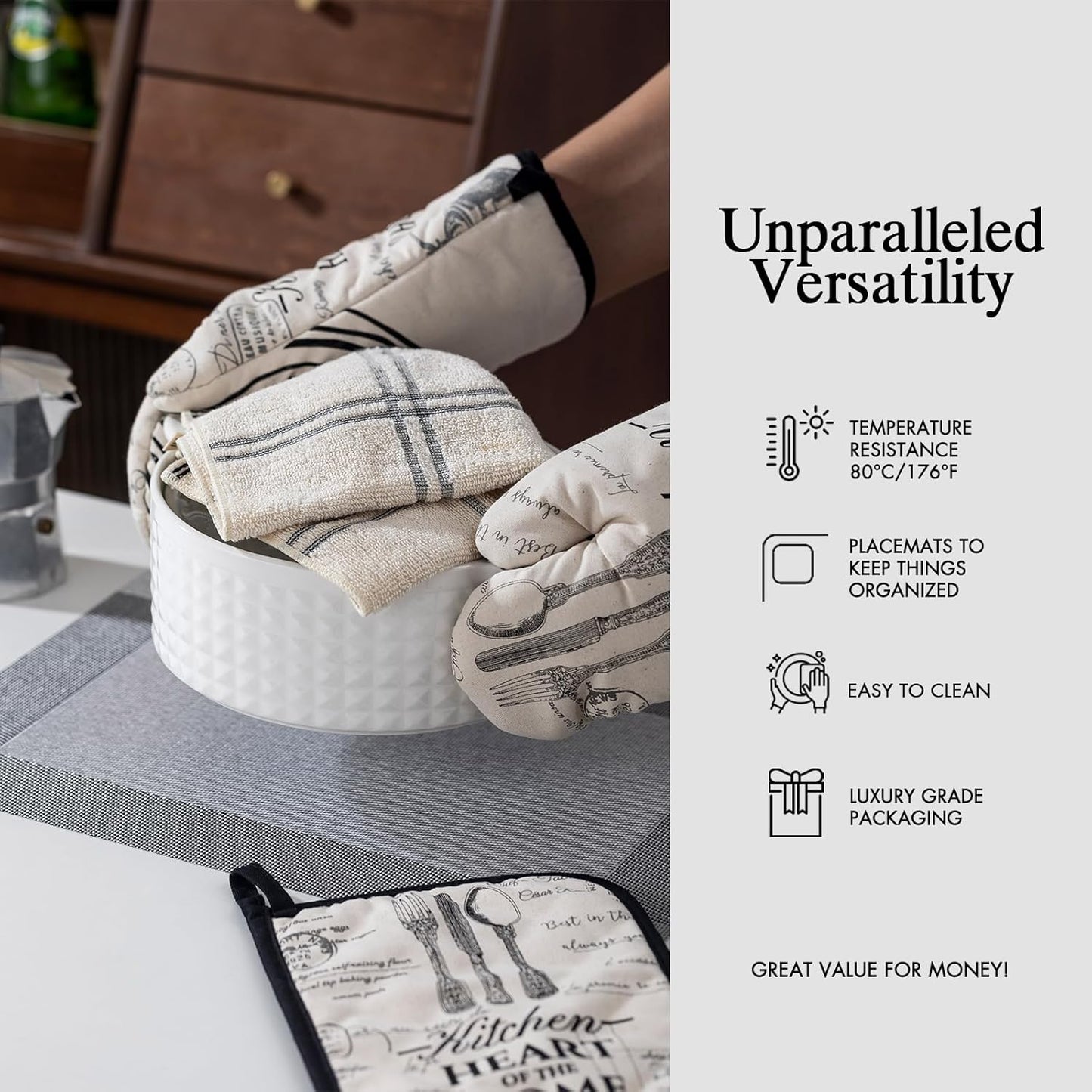 Placemats Set of 6 - Easy Clean Woven Vinyl Placemats for Dining Table, Indoor/Outdoor Place Mats
